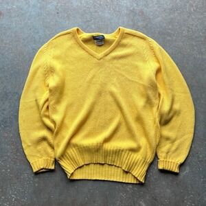 VTG 80s Burberrys Mens V Neck Sweater Yellow Cotton Made in Scotland Size 40